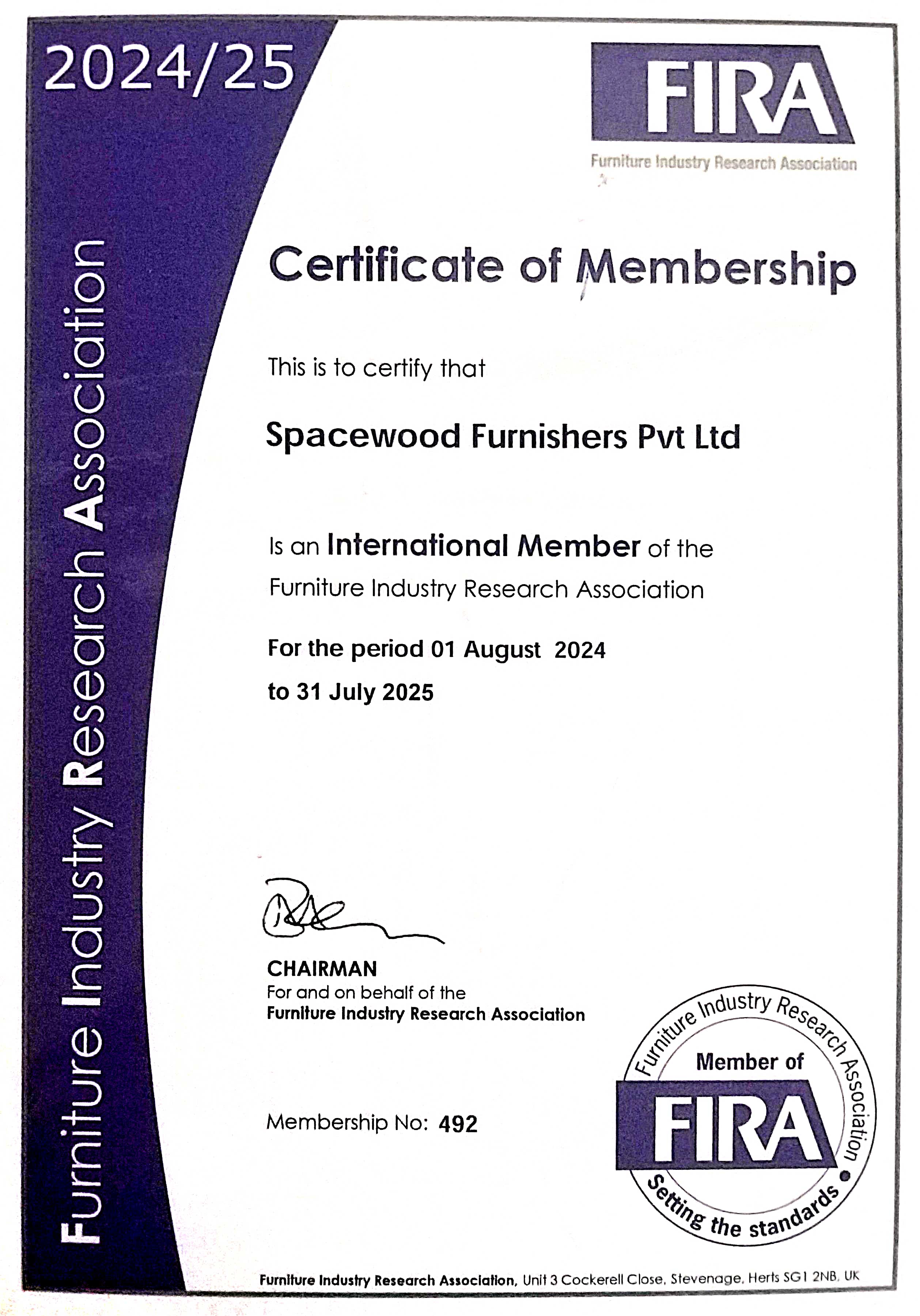 fira certificate